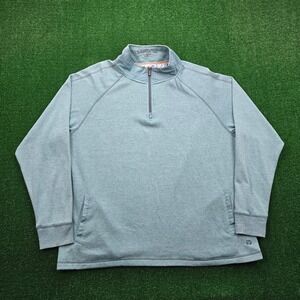 Margaritaville Sweatshirt Mens XL Green Teal Quarter Zip Pullover Preppy Casual